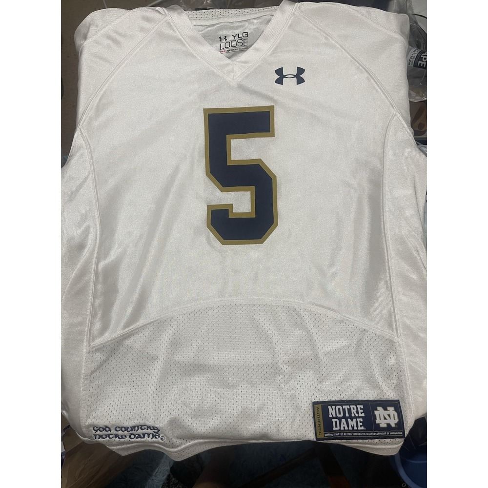 Under Armour Authentic Jersey Men White Notre Dame Football NCAA #5 Youth Lg